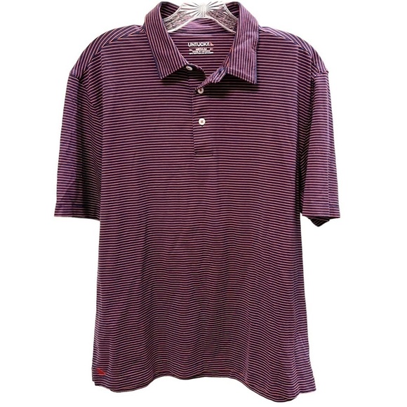 UNTUCKit Other - Untuckit mens wrinkle free polo shirt size M striped red & blue